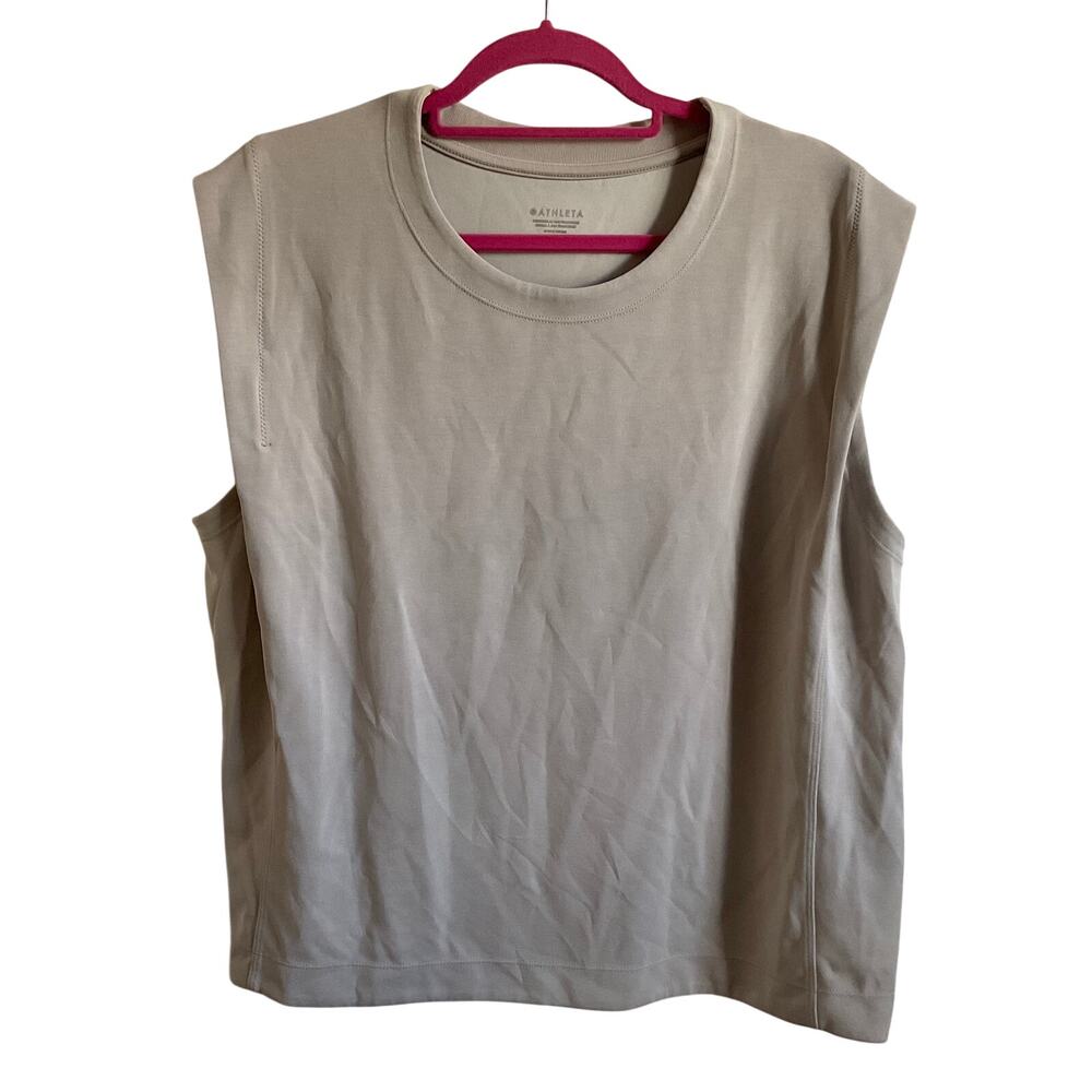 Athleta Seasoft Tank Sweatshirt Athletic Plus Size Workout -‎ Beige - Size 2X